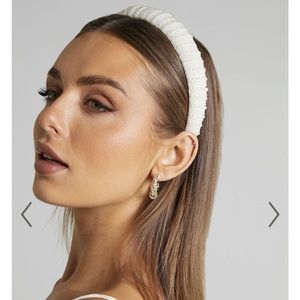 NEW: WHITE BEADED BRIDAL SHOWPO HEAD BAND- CHAMOMILE HEADBAND IN WHITE